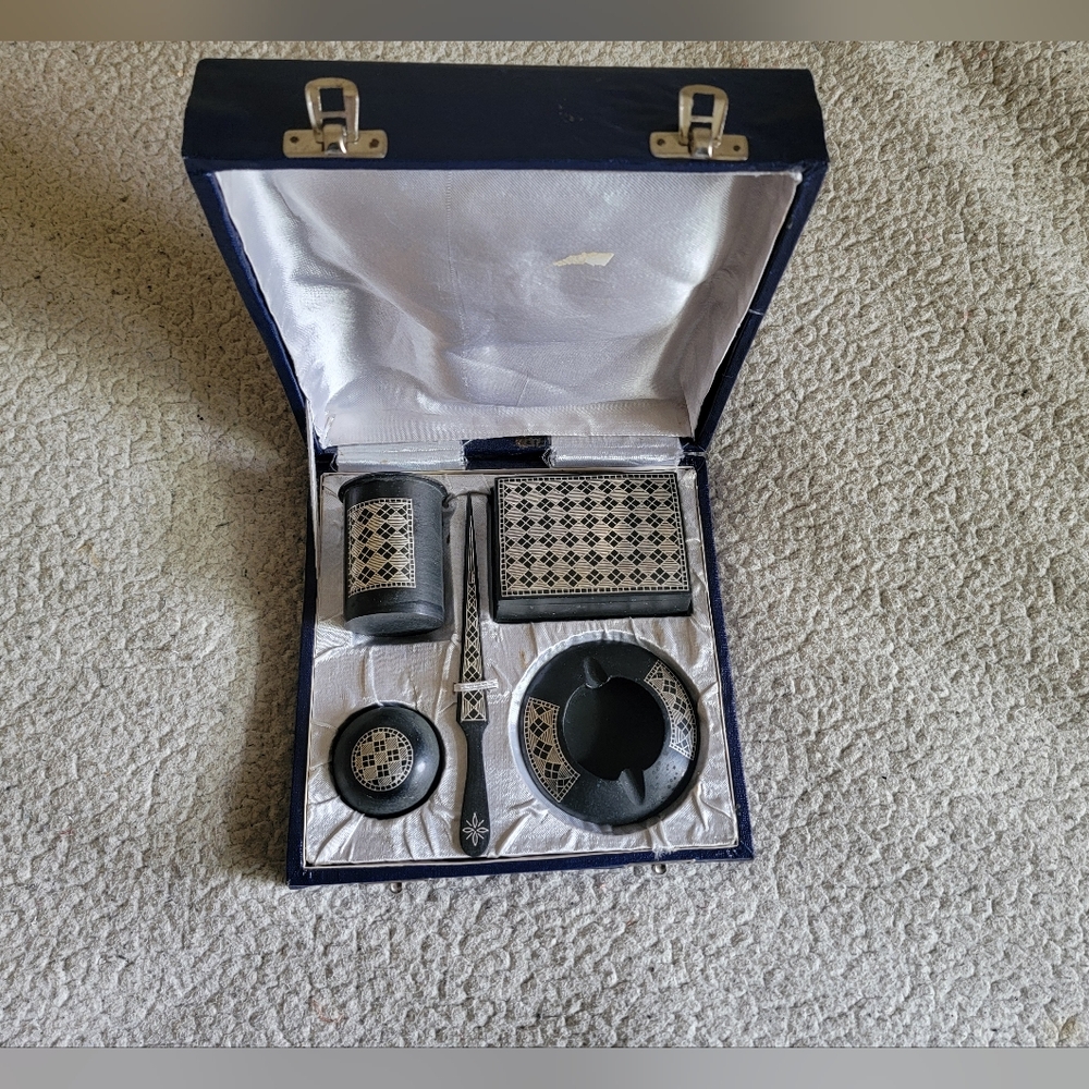 Bidri | Office Set | Zinc | Silver Inlay | New |